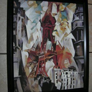 Geometric Paris City Abstract Framed print on canvas, approximately 22"x18.5"